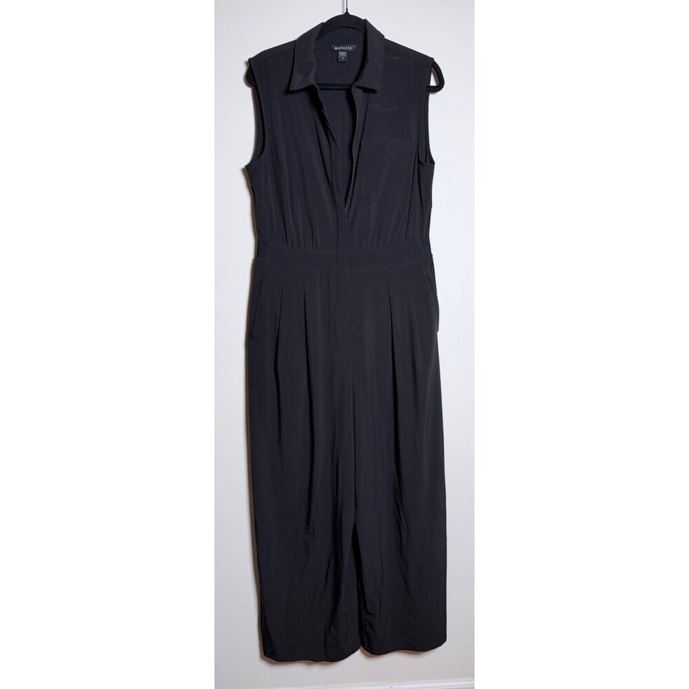 ATHLETA Brooklyn Heights Wide Leg Jumpsuit Black 12 Athleisure - Picture 2 of 10